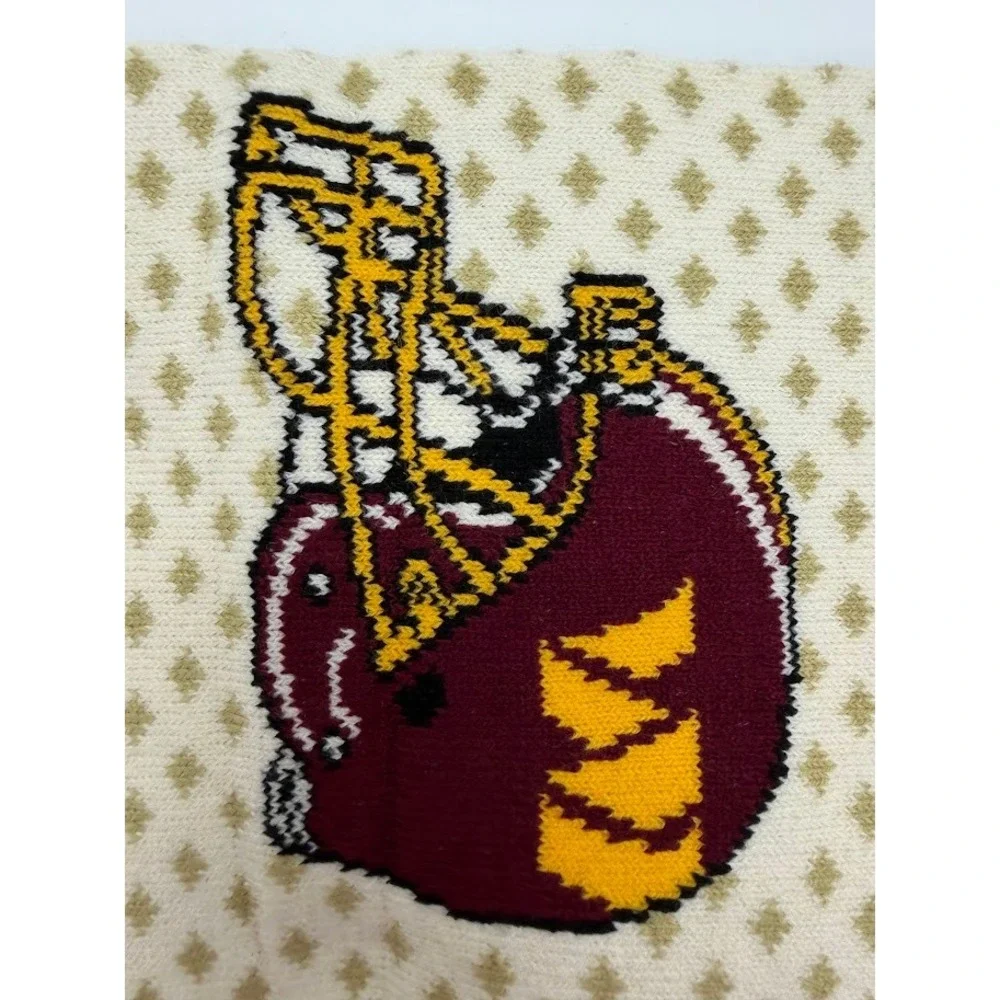 Washington Commanders Football Knit Fringe Scarf Burgundy Gold White Cream NCFU